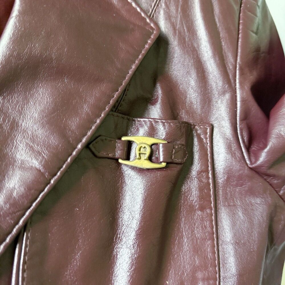 Vintage Etienne Aigner Leather Blazer Jacket Womens Oxblood Size 6 XS/S Small - Picture 16 of 16